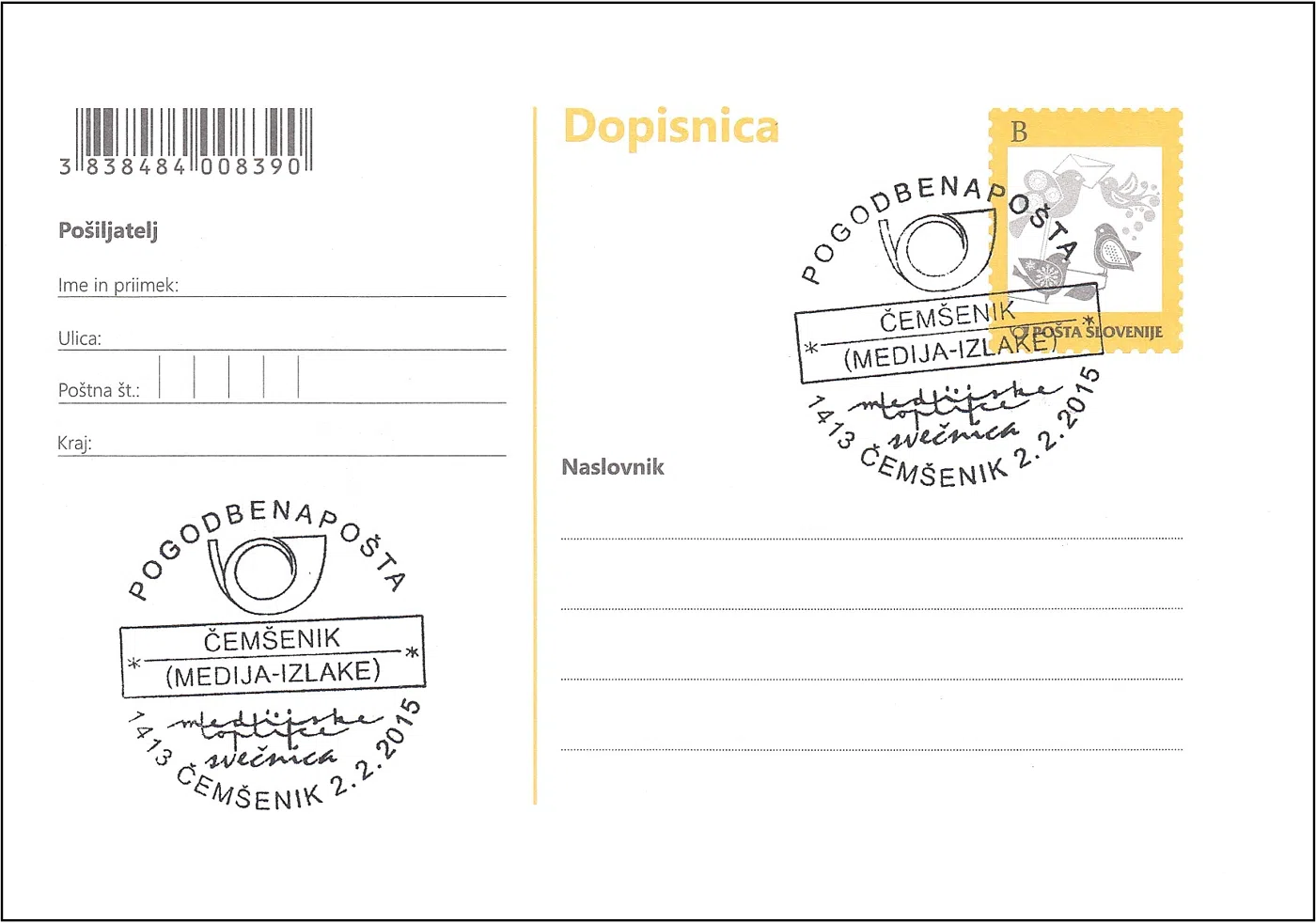 POGODBENA POŠTA 1413 ČEMŠENIK
